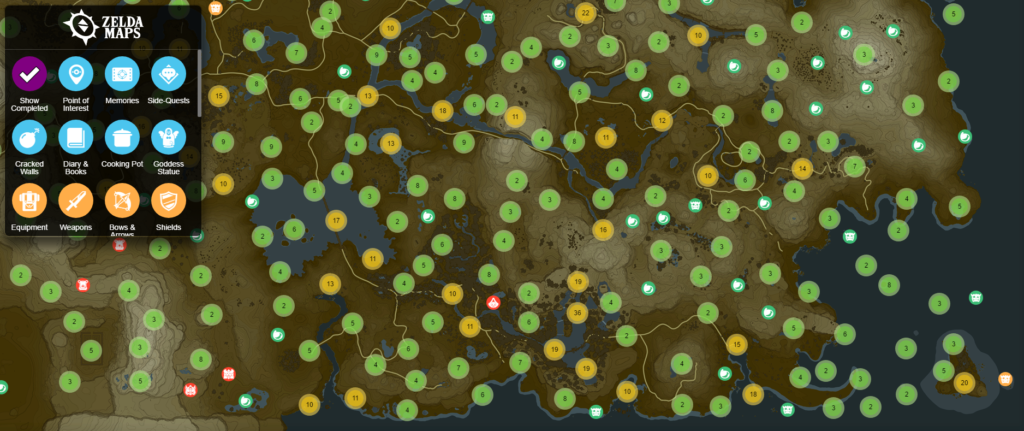 breath of the wild interactive map zelda dungeon