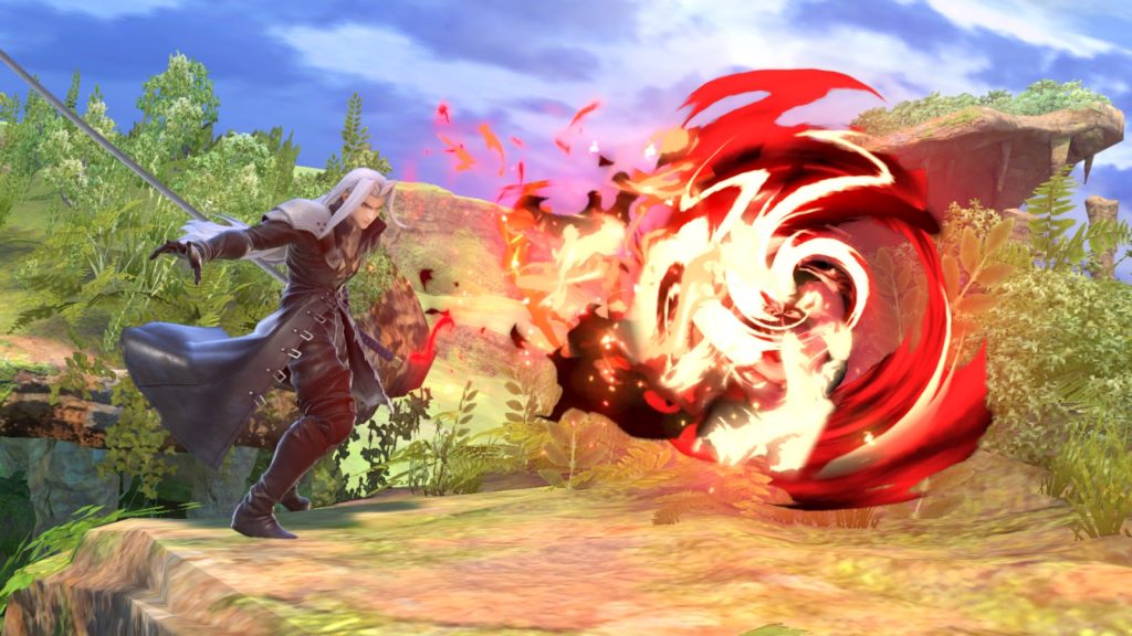 Sephiroth performing a Flare attack.