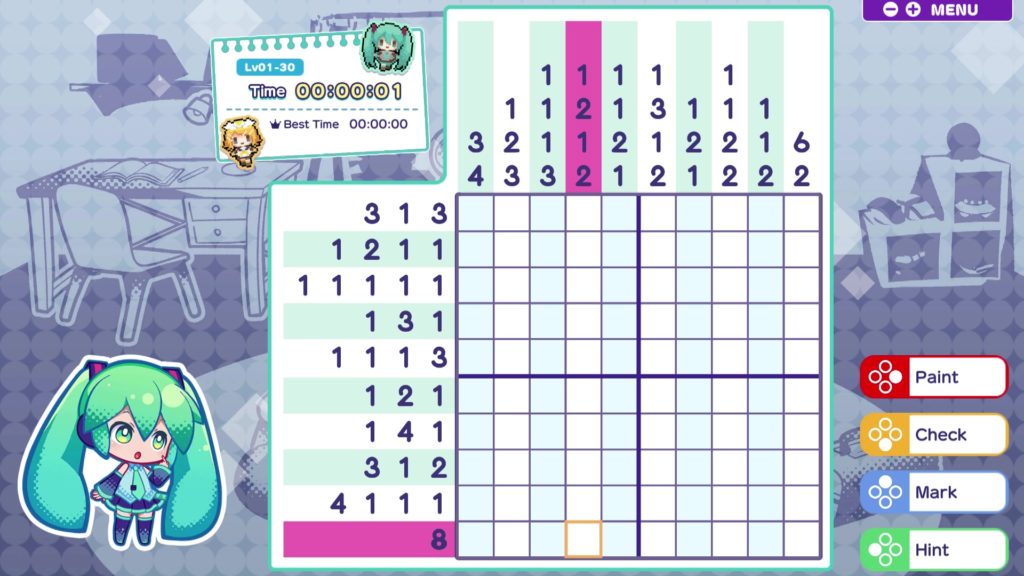 Hatsune Miku Logic Paint S picross puzzle