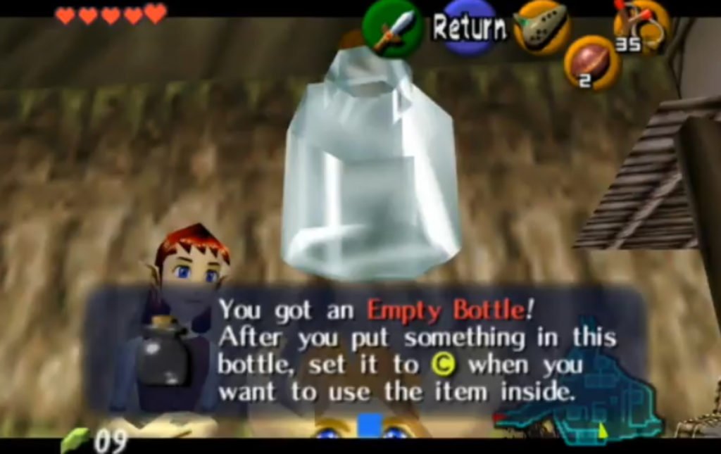 Empty Bottle items in the legend of zelda