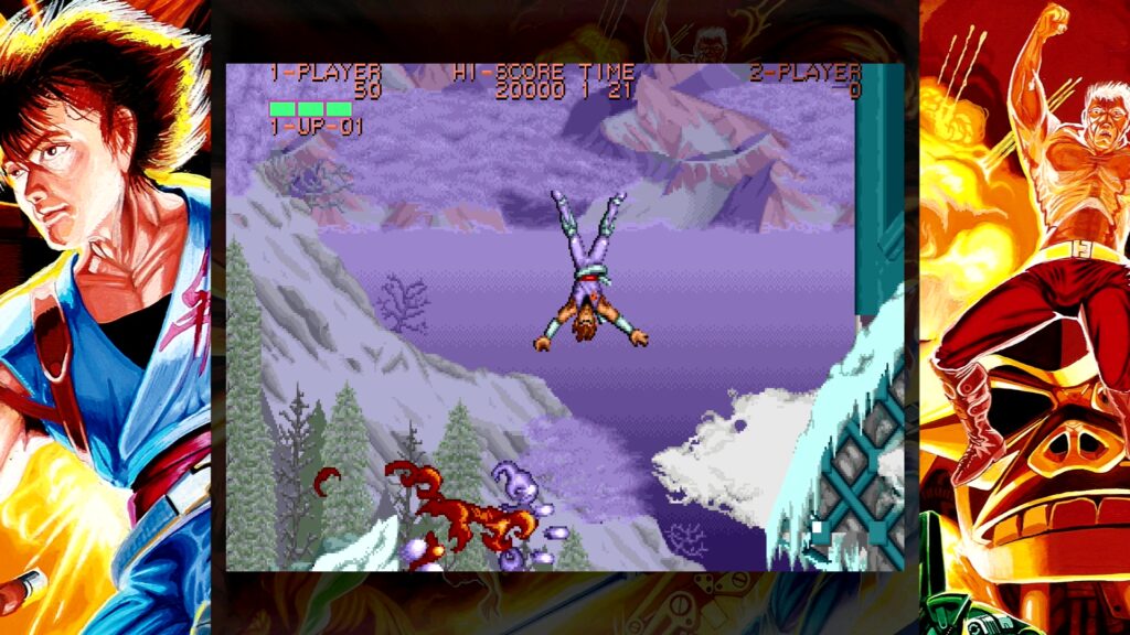 Capcom Arcade Stadium: Strider leaping a chasm