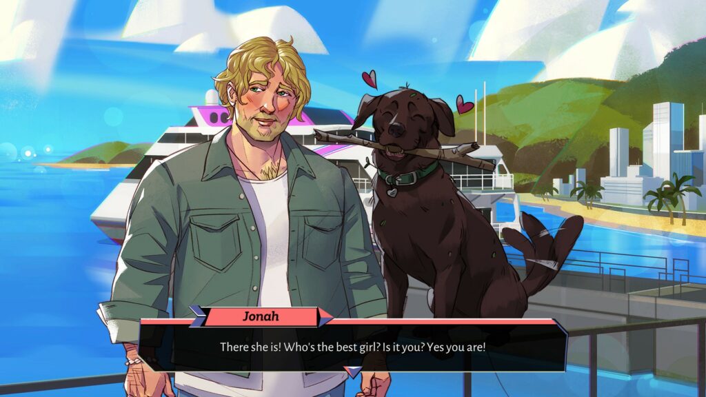 Jonah from Boyfriend Dungeon with his dog