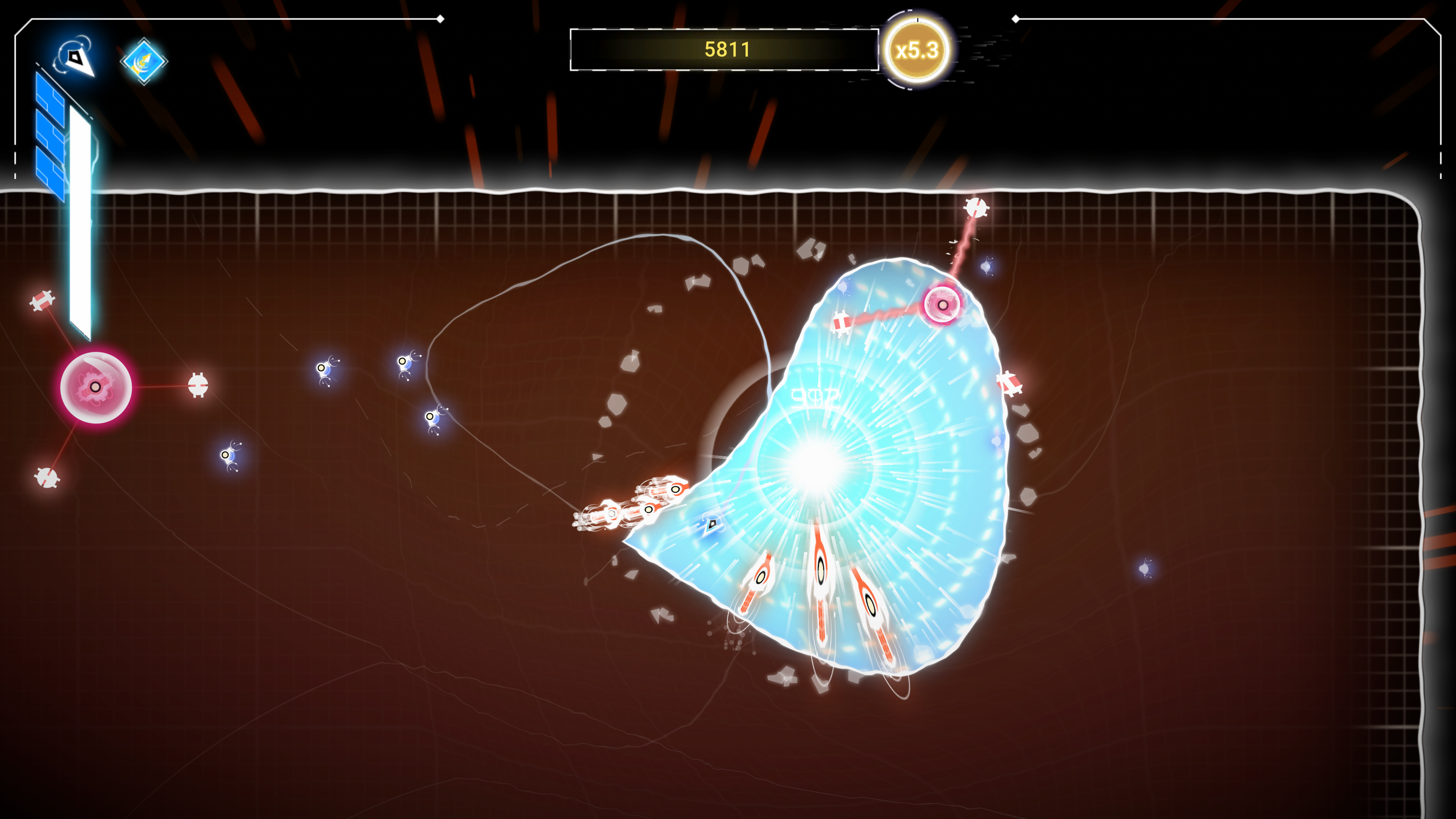 Quantum: Recharged screengrab, featuring a "dead zone" drawn by a player