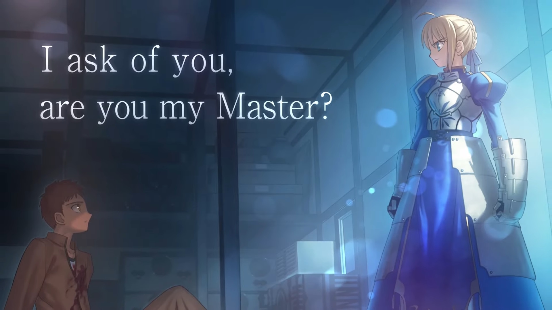 Shirou meeting Saber for the first time.